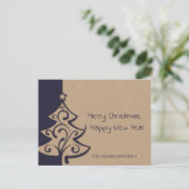 Blauwe en bruine kerstboom feestdagenkaart (Staand voorkant)