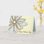 Blauwe en bruine Moederdag Kaart (Gele Bloem)