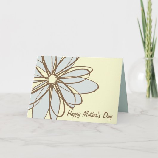 Blauwe en bruine Moederdag Kaart (Voorkant)