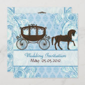 Blauwe en bruine paarden en bruiloft - Uitnodiging (Voorkant / Achterkant)