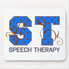 Blauwe en bruine pokadots muismat