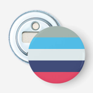 Blauwe en bruine strepen button flesopener