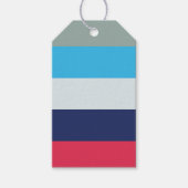 Blauwe en bruine strepen cadeaulabel (Voorkant)