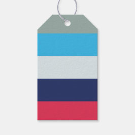 Blauwe en bruine strepen cadeaulabel