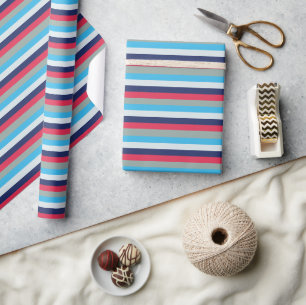 Blauwe en bruine strepen cadeaupapier