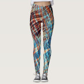 Blauwe en bruine strepen die rustisch zijn doorkru leggings (Voorkant)