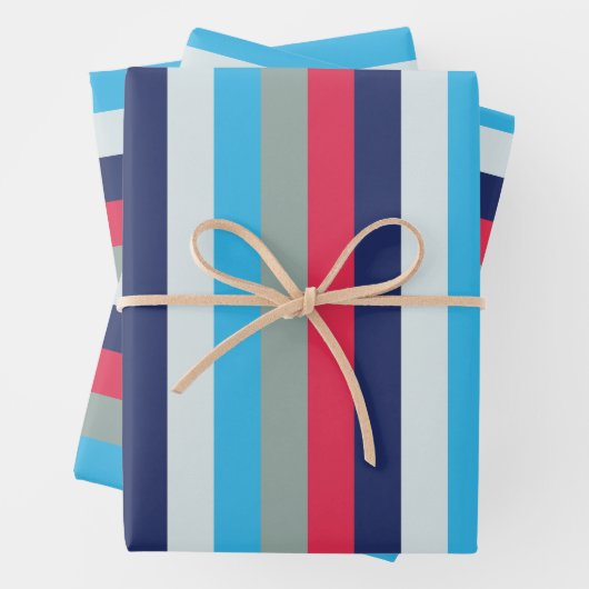 Blauwe en bruine strepen inpakpapier vel (In situ)