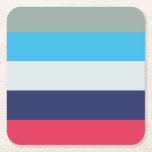 Blauwe en bruine strepen kartonnen onderzetters<br><div class="desc">Horizontaal blauw en gestript patroon.</div>