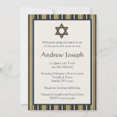 Blauwe en bruine strepen Mitzvah Kaart (Voorkant)