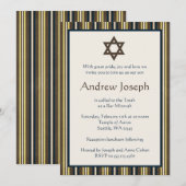 Blauwe en bruine strepen Mitzvah Kaart (Voorkant / Achterkant)