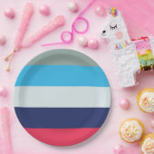 Blauwe en bruine strepen papieren bordje (Feest)