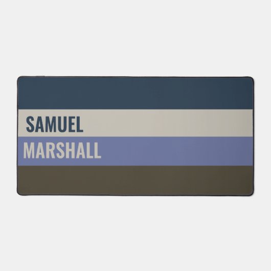 Blauwe en bruine strepen patroon bureaumat (Voorkant)