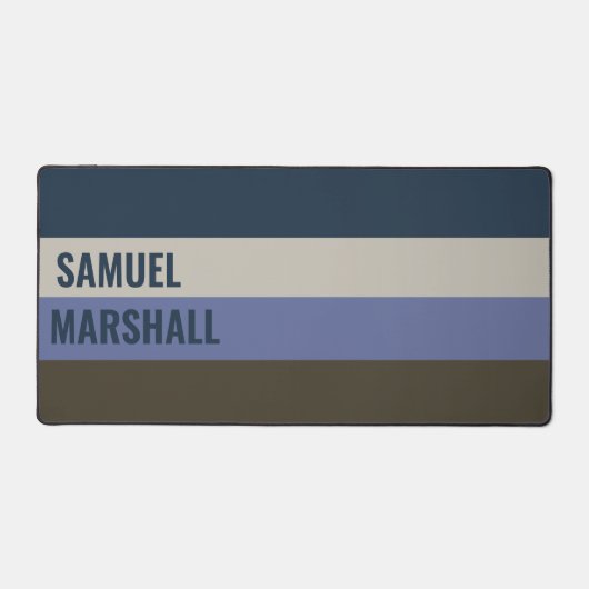 Blauwe en bruine strepen patroon bureaumat (Voorkant)