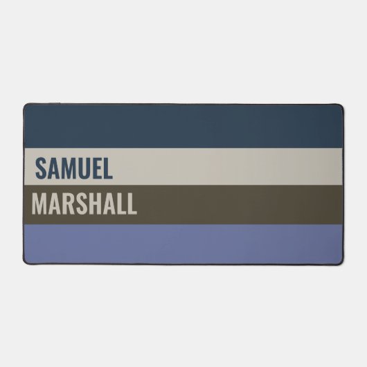 Blauwe en bruine strepen patroon bureaumat (Voorkant)