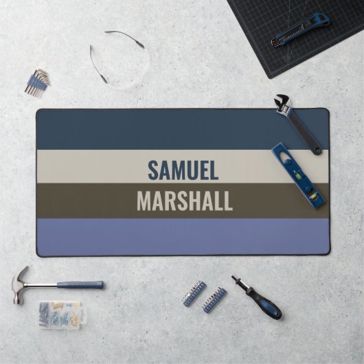 Blauwe en bruine strepen patroon bureaumat (Werkstation)