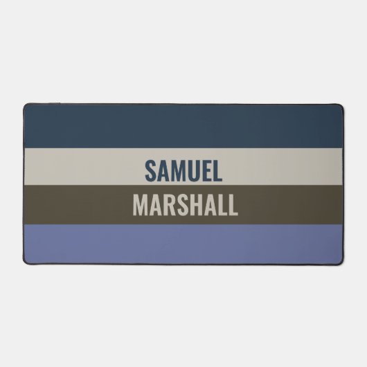 Blauwe en bruine strepen patroon bureaumat (Voorkant)