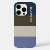 Blauwe en bruine strepen patroon Case-Mate iPhone case (Achterkant)