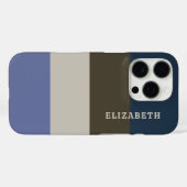 Blauwe en bruine strepen patroon Case-Mate iPhone case (Achterkant (horizontaal))