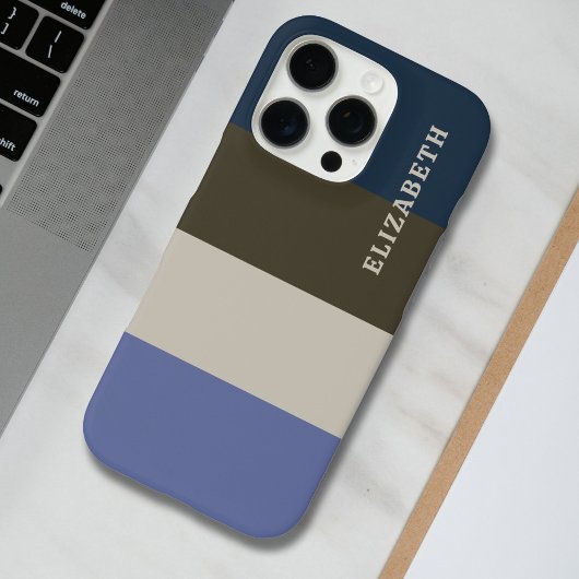 Blauwe en bruine strepen patroon Case-Mate iPhone case