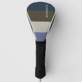 Blauwe en bruine strepen patroon golfheadcover (Voorkant)