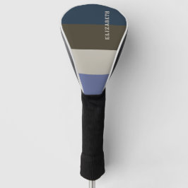 Blauwe en bruine strepen patroon golfheadcover