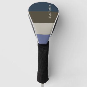 Blauwe en bruine strepen patroon golfheadcover