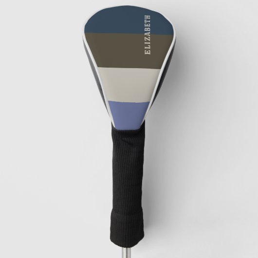 Blauwe en bruine strepen patroon golfheadcover (Voorkant)