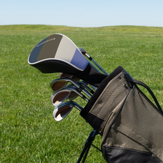Blauwe en bruine strepen patroon golfheadcover (Insitu)