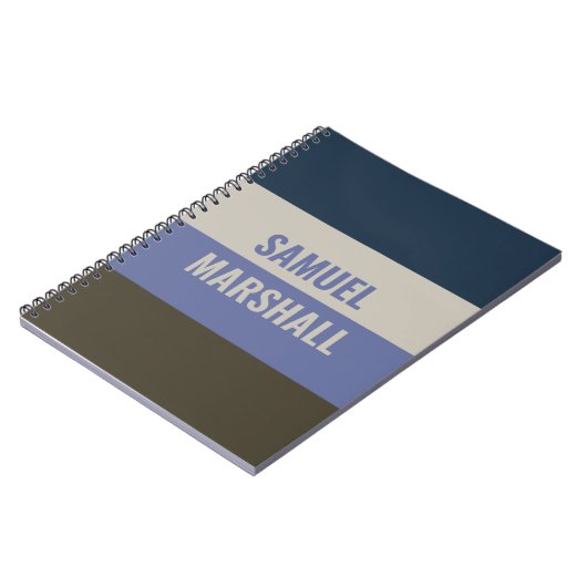 Blauwe en bruine strepen patroon notitieboek (Linkerzijde)