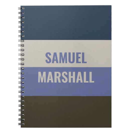 Blauwe en bruine strepen patroon notitieboek (Voorkant)