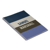 Blauwe en bruine strepen patroon notitieboek (Rechterzijde)