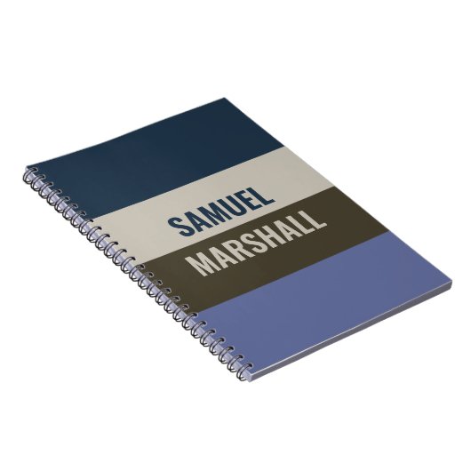 Blauwe en bruine strepen patroon notitieboek (Rechterzijde)