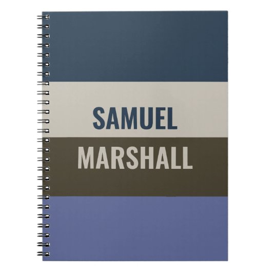 Blauwe en bruine strepen patroon notitieboek (Voorkant)