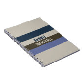 Blauwe en bruine strepen patroon notitieboek (Rechterzijde)