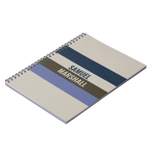 Blauwe en bruine strepen patroon notitieboek (Linkerzijde)