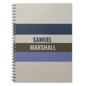 Blauwe en bruine strepen patroon notitieboek (Voorkant)