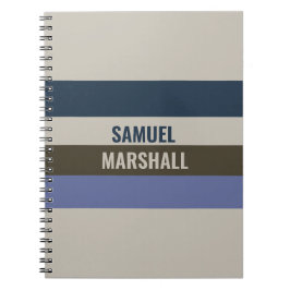 Blauwe en bruine strepen patroon notitieboek