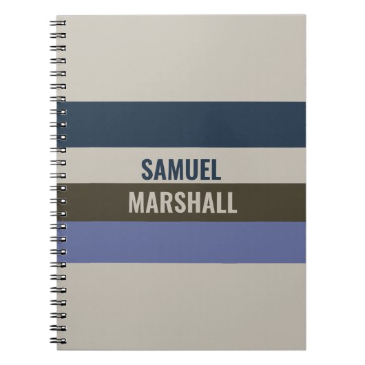 Blauwe en bruine strepen patroon notitieboek (Voorkant)