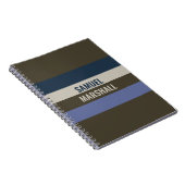 Blauwe en bruine strepen patroon notitieboek (Rechterzijde)