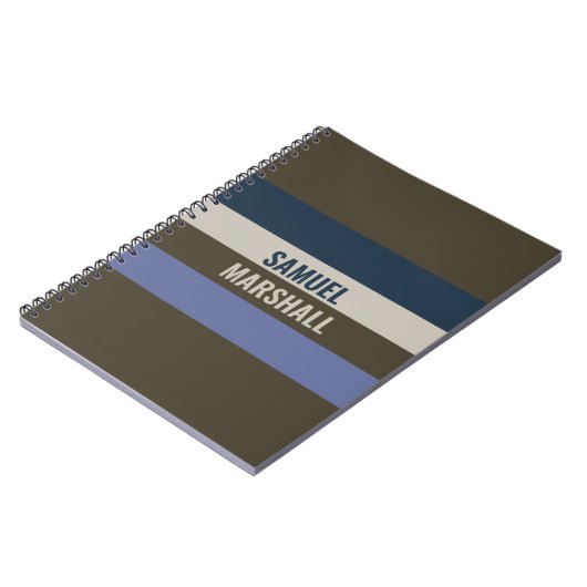 Blauwe en bruine strepen patroon notitieboek (Linkerzijde)