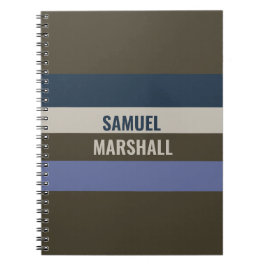 Blauwe en bruine strepen patroon notitieboek