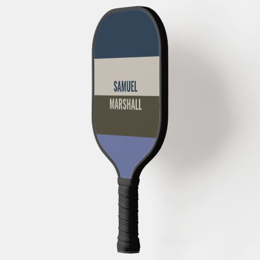 Blauwe en bruine strepen patroon pickleball paddle (Links)