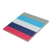 Blauwe en bruine strepen tegeltje (Zijkant)