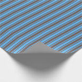 Blauwe en bruine strepen van snoep cadeaupapier (Hoek)