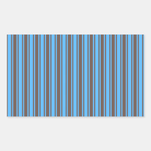 Blauwe en bruine strepen van snoep rechthoekige sticker