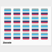 Blauwe en bruine strepen vierkante sticker (Vel)