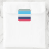 Blauwe en bruine strepen vierkante sticker (Tas)