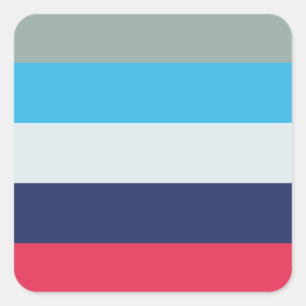 Blauwe en bruine strepen vierkante sticker
