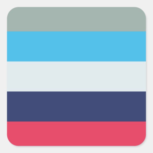 Blauwe en bruine strepen vierkante sticker (Voorkant)