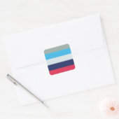 Blauwe en bruine strepen vierkante sticker (Envelop)
